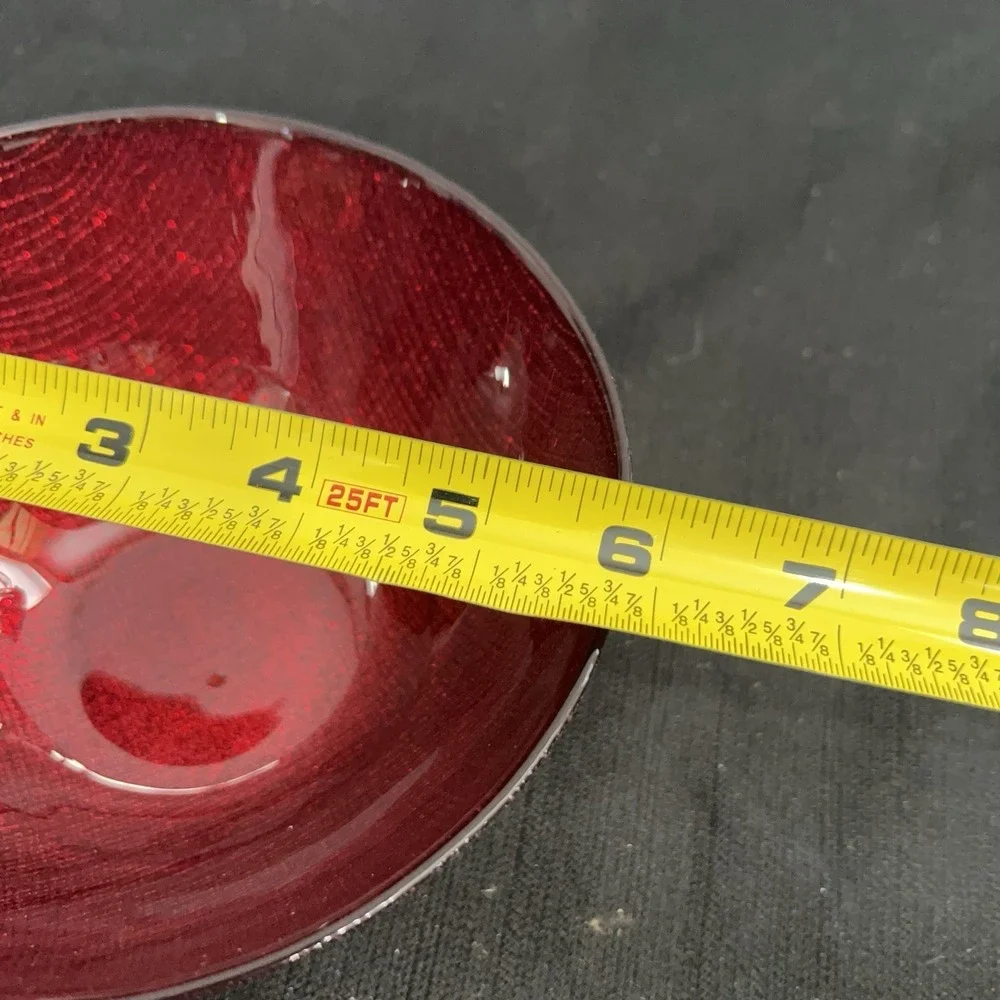 Set of 3 Ruby Red Glitter Textured Glass Decorative Bowls‎ 6 Inch Shimmer Glam